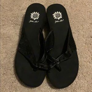 Yellow Box Sequined wedges size 9